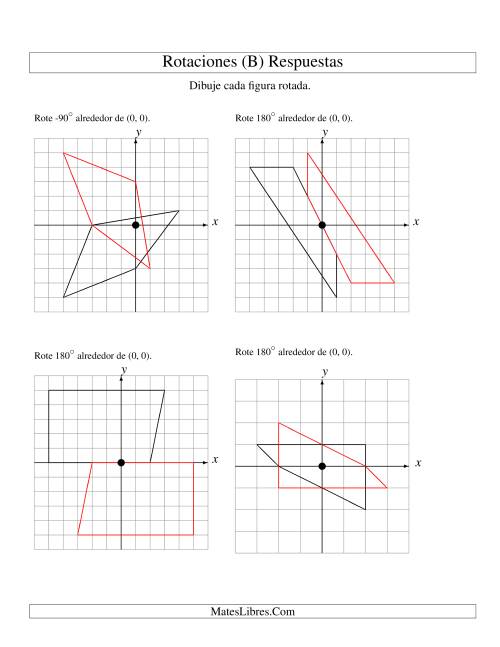 La hoja de ejercicios de Rotación de 4 Vértices Alrededor del Origen (B) Página 2