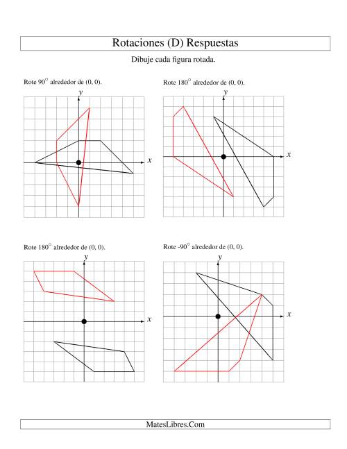La hoja de ejercicios de Rotación de 4 Vértices Alrededor del Origen (D) Página 2