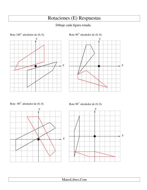 La hoja de ejercicios de Rotación de 4 Vértices Alrededor del Origen (E) Página 2