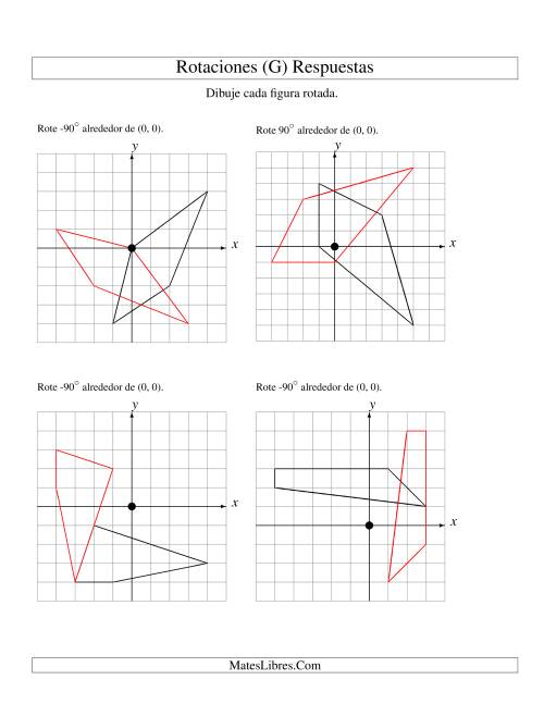 La hoja de ejercicios de Rotación de 4 Vértices Alrededor del Origen (G) Página 2