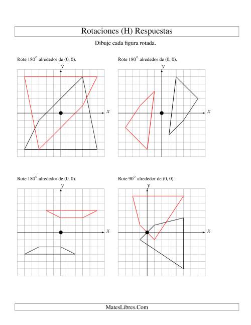 La hoja de ejercicios de Rotación de 4 Vértices Alrededor del Origen (H) Página 2
