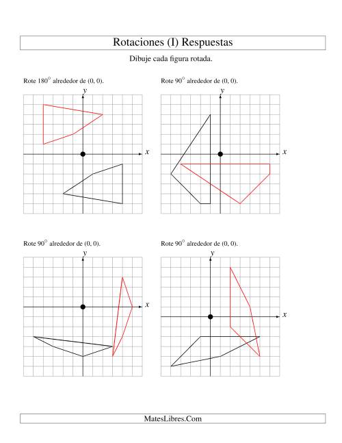 La hoja de ejercicios de Rotación de 4 Vértices Alrededor del Origen (I) Página 2