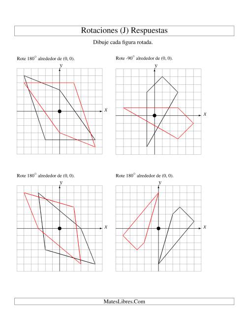 La hoja de ejercicios de Rotación de 4 Vértices Alrededor del Origen (J) Página 2