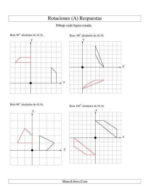 La hoja de ejercicios de Rotación de 4 Vértices Alrededor del Origen, Comenzando en el Primer Cuadrante (A) Página 2
