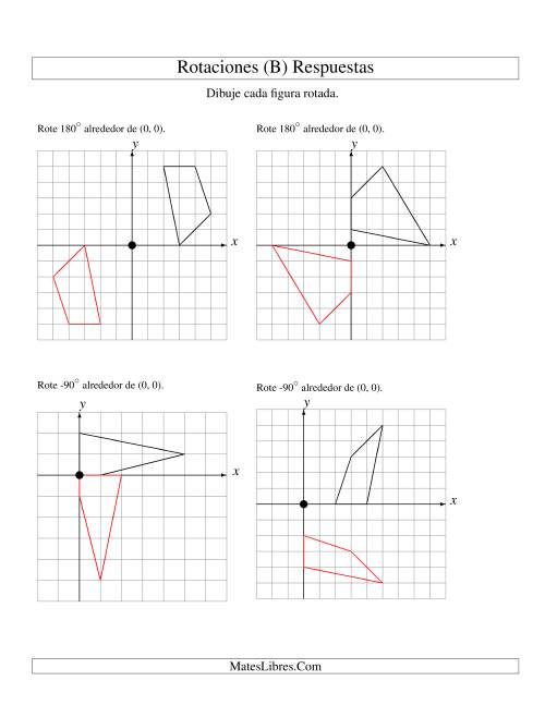 La hoja de ejercicios de Rotación de 4 Vértices Alrededor del Origen, Comenzando en el Primer Cuadrante (B) Página 2