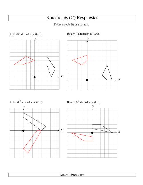 La hoja de ejercicios de Rotación de 4 Vértices Alrededor del Origen, Comenzando en el Primer Cuadrante (C) Página 2
