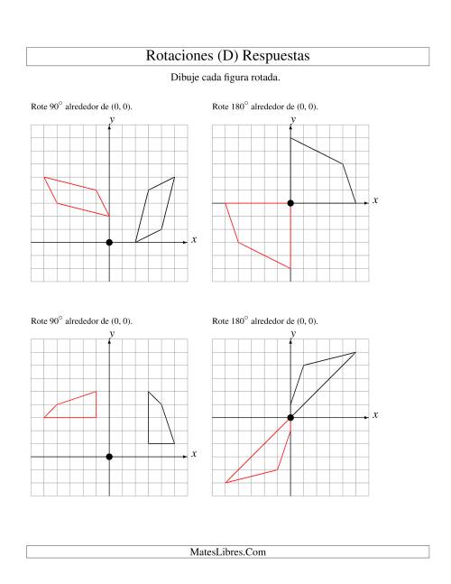 La hoja de ejercicios de Rotación de 4 Vértices Alrededor del Origen, Comenzando en el Primer Cuadrante (D) Página 2
