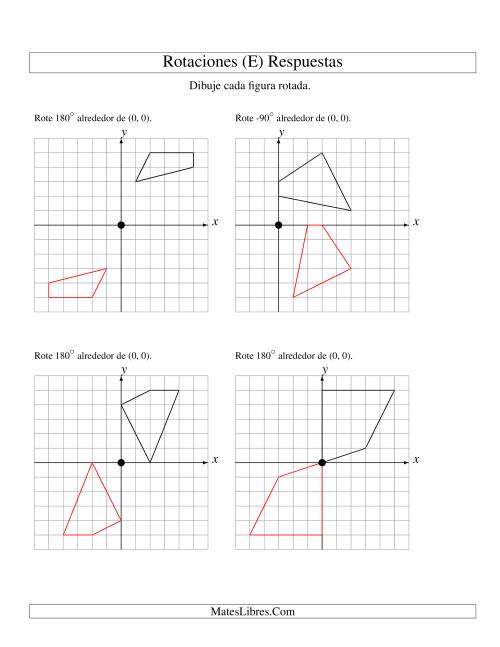 La hoja de ejercicios de Rotación de 4 Vértices Alrededor del Origen, Comenzando en el Primer Cuadrante (E) Página 2