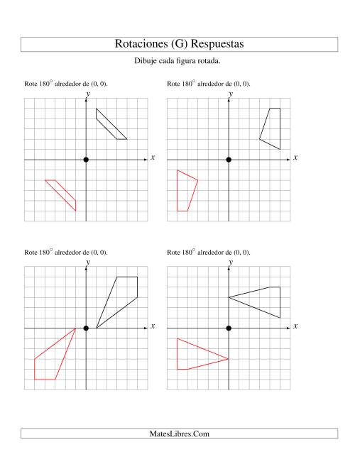 La hoja de ejercicios de Rotación de 4 Vértices Alrededor del Origen, Comenzando en el Primer Cuadrante (G) Página 2