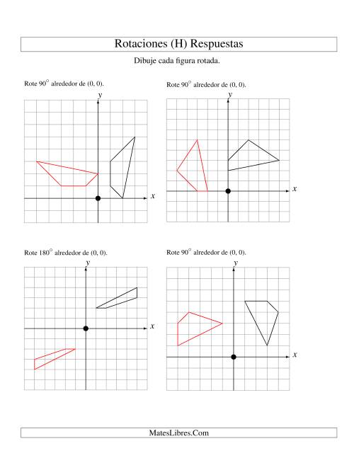 La hoja de ejercicios de Rotación de 4 Vértices Alrededor del Origen, Comenzando en el Primer Cuadrante (H) Página 2