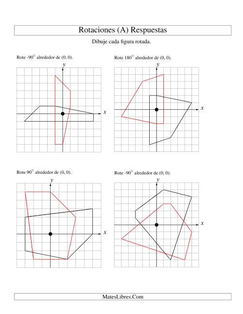La hoja de ejercicios de Rotación de 5 Vértices Alrededor del Origen (A) Página 2