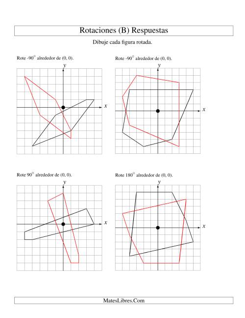La hoja de ejercicios de Rotación de 5 Vértices Alrededor del Origen (B) Página 2