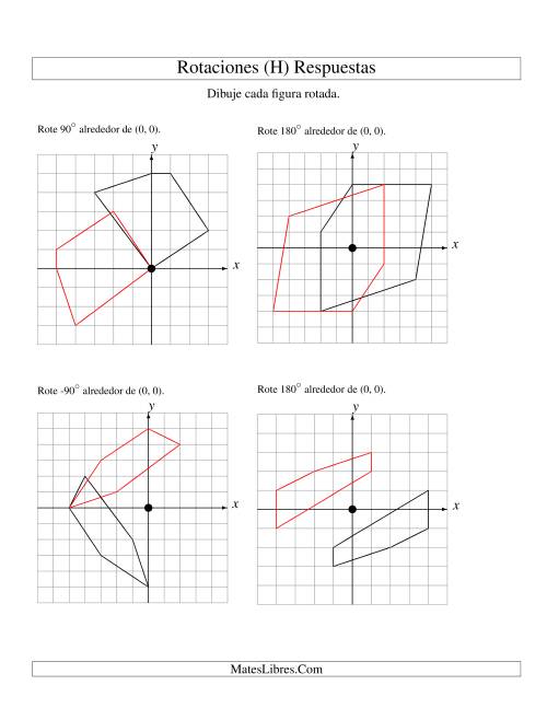 La hoja de ejercicios de Rotación de 5 Vértices Alrededor del Origen (H) Página 2