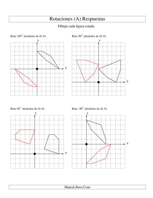 La hoja de ejercicios de Rotación de 5 Vértices Alrededor del Origen, Comenzando en el Primer Cuadrante (A) Página 2