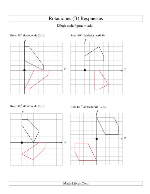 La hoja de ejercicios de Rotación de 5 Vértices Alrededor del Origen, Comenzando en el Primer Cuadrante (B) Página 2