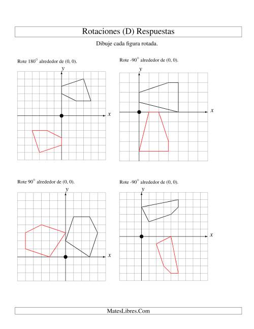 La hoja de ejercicios de Rotación de 5 Vértices Alrededor del Origen, Comenzando en el Primer Cuadrante (D) Página 2