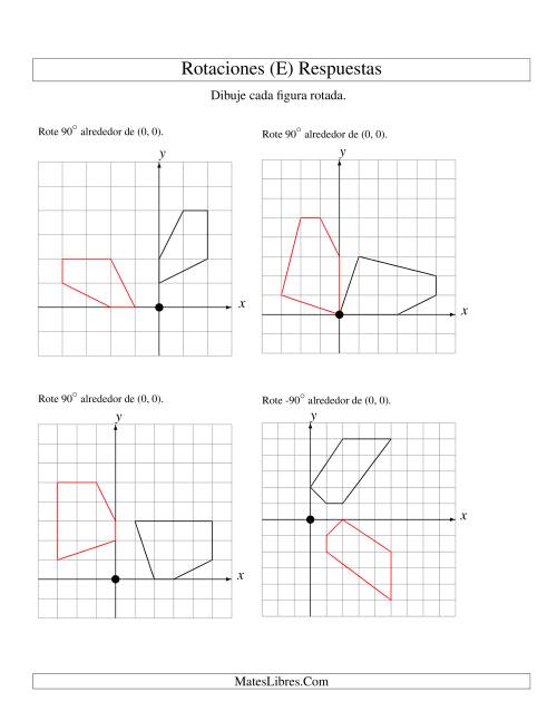 La hoja de ejercicios de Rotación de 5 Vértices Alrededor del Origen, Comenzando en el Primer Cuadrante (E) Página 2