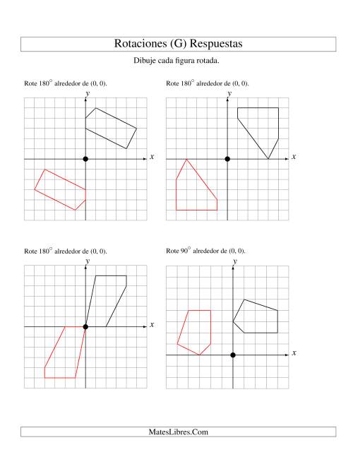 La hoja de ejercicios de Rotación de 5 Vértices Alrededor del Origen, Comenzando en el Primer Cuadrante (G) Página 2
