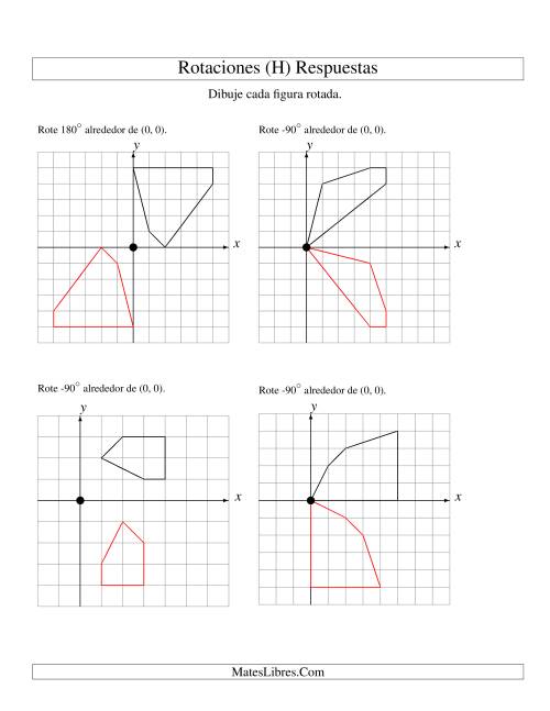 La hoja de ejercicios de Rotación de 5 Vértices Alrededor del Origen, Comenzando en el Primer Cuadrante (H) Página 2