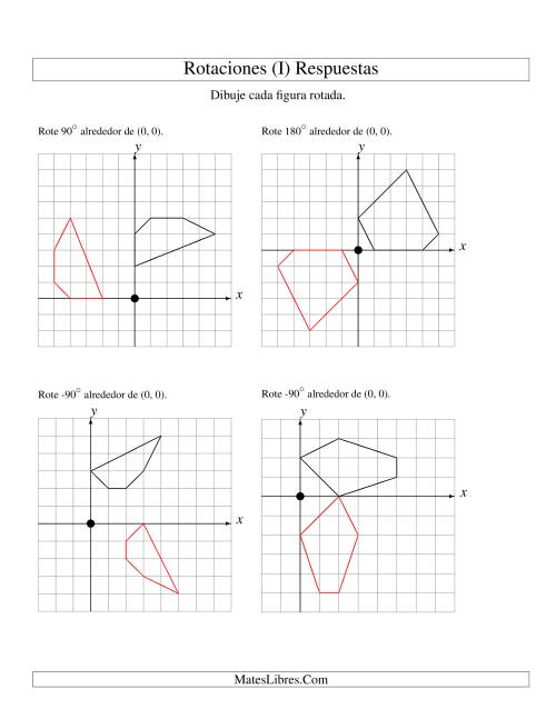La hoja de ejercicios de Rotación de 5 Vértices Alrededor del Origen, Comenzando en el Primer Cuadrante (I) Página 2