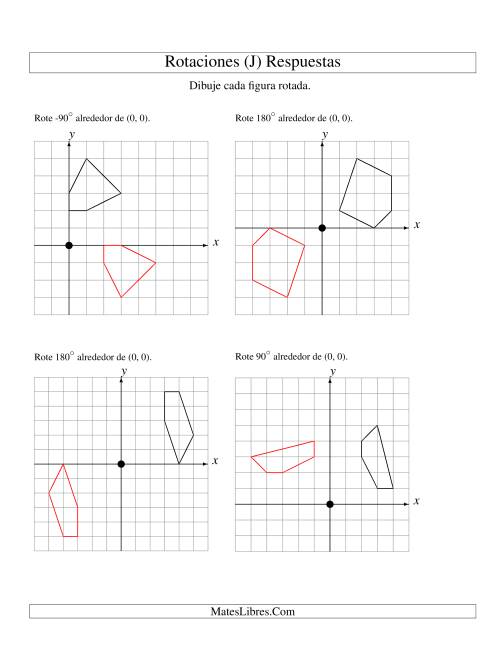 La hoja de ejercicios de Rotación de 5 Vértices Alrededor del Origen, Comenzando en el Primer Cuadrante (J) Página 2