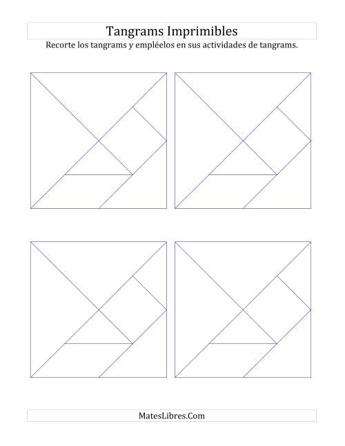 La hoja de ejercicios de Tangrams en Blanco y Negro con Líneas Finas (B) Página 2