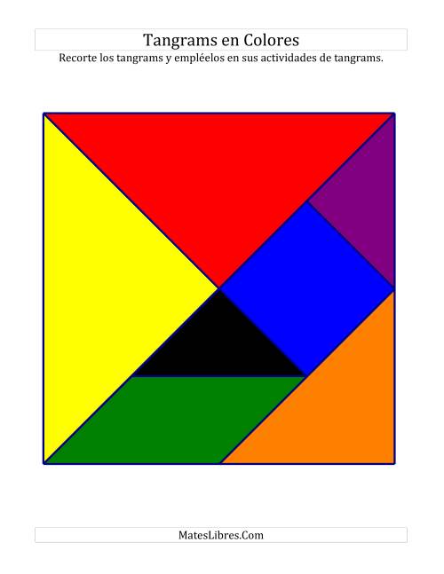 La hoja de ejercicios de Tangrams en Colores con Líneas Finas (D)