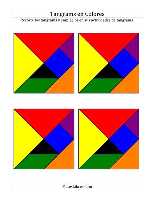 La hoja de ejercicios de Tangrams en Colores con Líneas Finas (D) Página 2