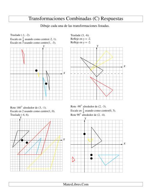 La hoja de ejercicios de Transformaciones Combinadas en Tres Pasos (C) Página 2