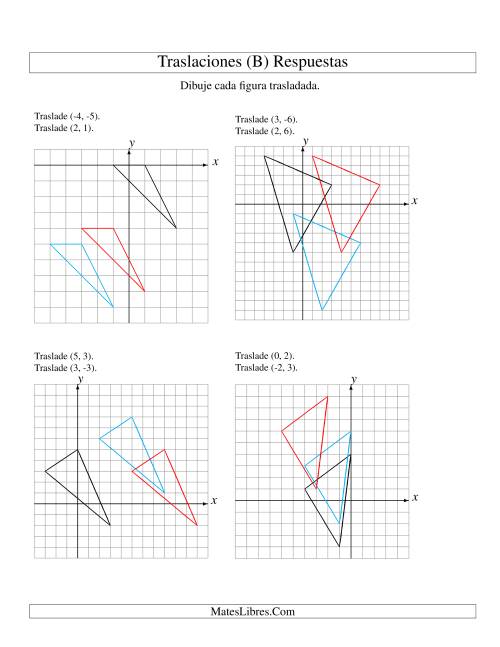 La hoja de ejercicios de Traslación de 3 Puntos en hasta 6 Unidades, en Dos Pasos (B) Página 2
