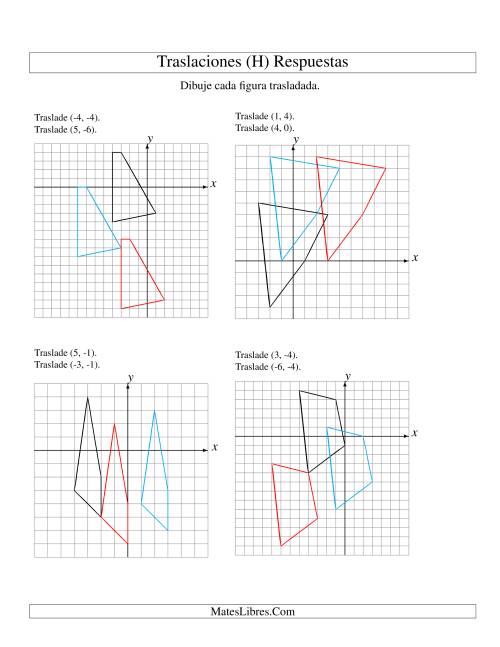 La hoja de ejercicios de Traslación de 4 Puntos en hasta 6 Unidades, en Dos Pasos (H) Página 2