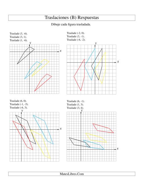 La hoja de ejercicios de Traslación de 4 Puntos en hasta 6 Unidades, en Tres Pasos (B) Página 2