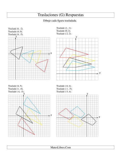 La hoja de ejercicios de Traslación de 4 Puntos en hasta 6 Unidades, en Tres Pasos (G) Página 2