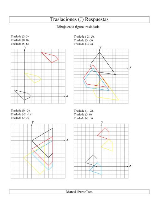 La hoja de ejercicios de Traslación de 4 Puntos en hasta 6 Unidades, en Tres Pasos (J) Página 2