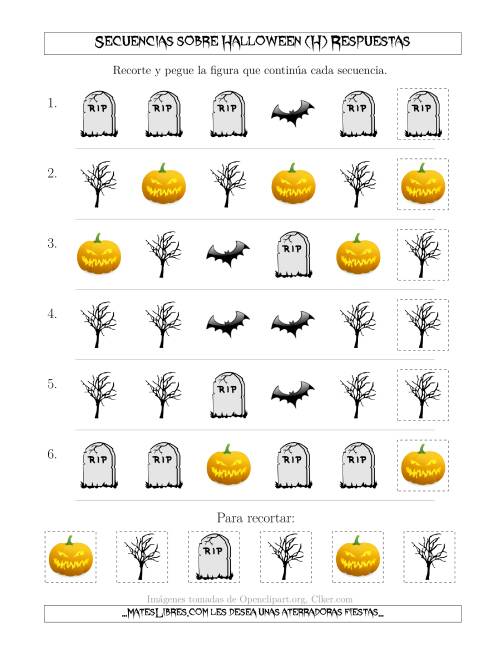 La hoja de ejercicios de Secuencias de Imágenes No Tan Tenebrosas sobre Halloween Cambiando el Atributo Forma (H) Página 2