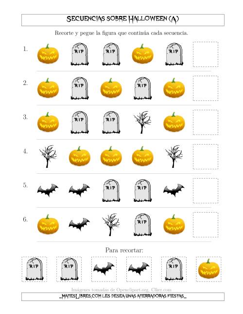 La hoja de ejercicios de Secuencias de Imágenes Tenebrosas sobre Halloween Cambiando el Atributo Forma (A)