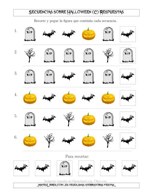 La hoja de ejercicios de Secuencias de Imágenes Tenebrosas sobre Halloween Cambiando el Atributo Forma (C) Página 2