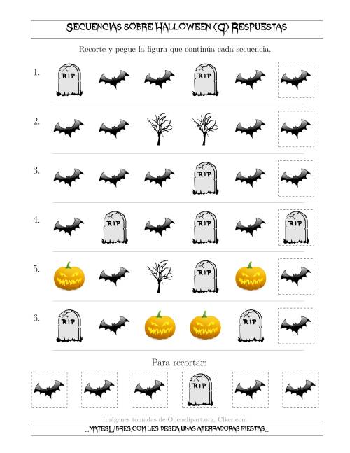 La hoja de ejercicios de Secuencias de Imágenes Tenebrosas sobre Halloween Cambiando el Atributo Forma (G) Página 2