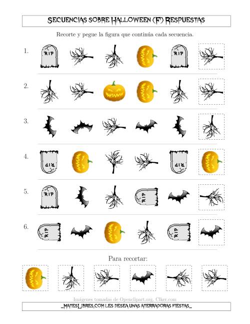 La hoja de ejercicios de Secuencias de Imágenes Tenebrosas sobre Halloween Cambiando los Atributos Forma y Rotación (F) Página 2
