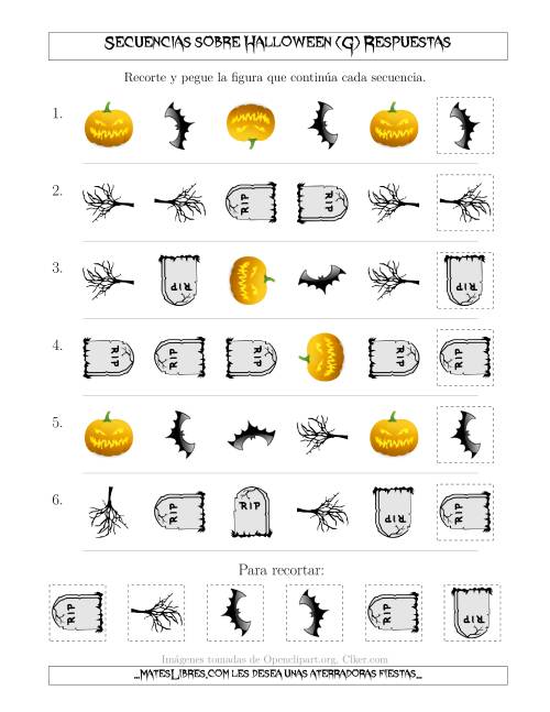 La hoja de ejercicios de Secuencias de Imágenes Tenebrosas sobre Halloween Cambiando los Atributos Forma y Rotación (G) Página 2