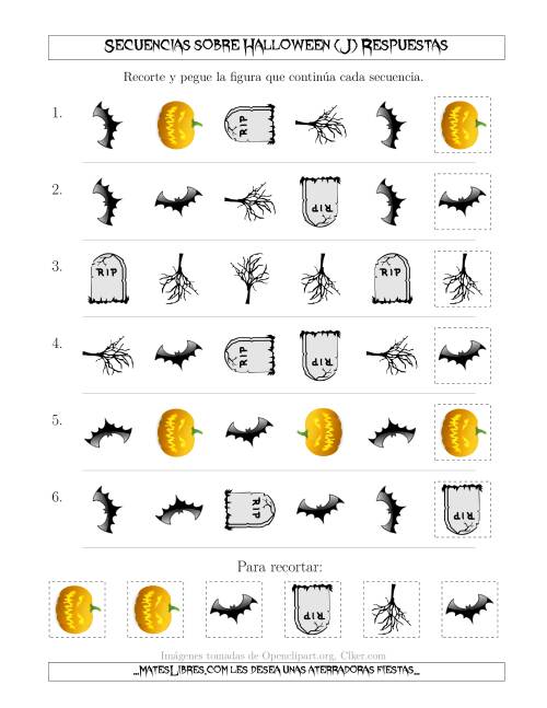 La hoja de ejercicios de Secuencias de Imágenes Tenebrosas sobre Halloween Cambiando los Atributos Forma y Rotación (J) Página 2