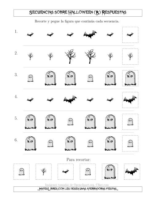 La hoja de ejercicios de Secuencias de Imágenes Tenebrosas sobre Halloween Cambiando el Atributo Tamaño (B) Página 2