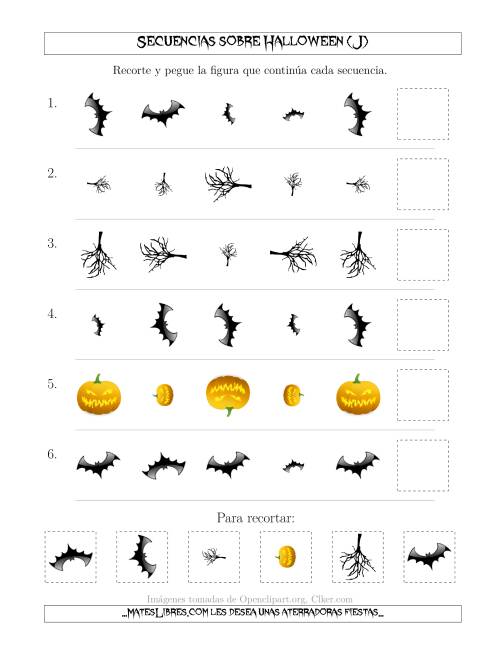 La hoja de ejercicios de Secuencias de Imágenes Tenebrosas sobre Halloween Cambiando los Atributos Tamaño y Rotación (J)