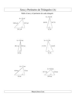 Área y Perímetro de Triángulos, Un Lugar Decimal, Rango de 5 a 20