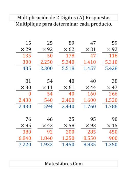 La hoja de ejercicios de Multiplicación Larga, Producto de Dos Dígitos por Dos Dígitos (Grande) Página 2