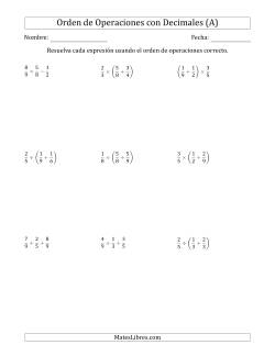Orden de Operaciones con Fracciones Positivas sin Exponentes (Dos Pasos)