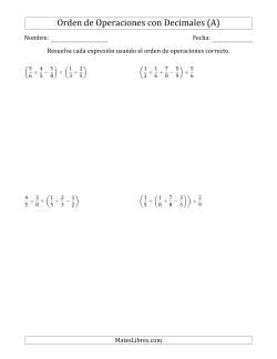 Orden de Operaciones con Fracciones Positivas sin Exponentes (Cuatro Pasos)