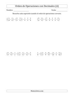 Orden de Operaciones con Fracciones Positivas sin Exponentes (Seis Pasos)