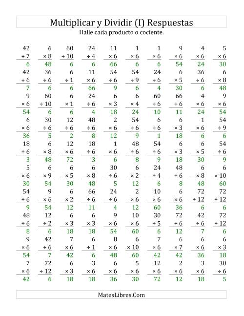 La hoja de ejercicios de Multiplicar y Dividir por 6 (I) Página 2