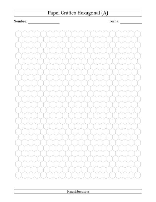 La hoja de ejercicios de Papel Rayado Hexagonal de 0.5 cm (Gris)